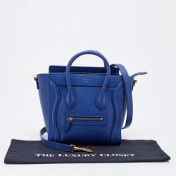 Pre Owned Céline Blue Leather Nano Luggage Tote