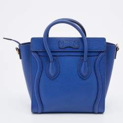 Pre Owned Céline Blue Leather Nano Luggage Tote