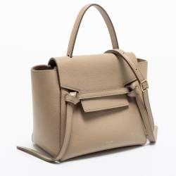 Pre Owned Celine Beige Leather Nano Belt Top Handle Bag 
