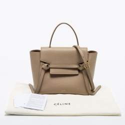 Pre Owned Celine Beige Leather Nano Belt Top Handle Bag 