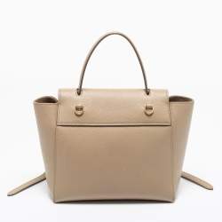 Pre Owned Celine Beige Leather Nano Belt Top Handle Bag 