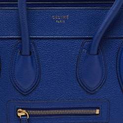 Pre Owned Celine Blue Leather Micro Luggage Tote