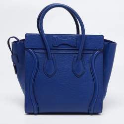 Pre Owned Celine Blue Leather Micro Luggage Tote