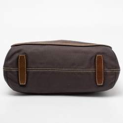 Pre Owned Celine Brown Canvas and Leather Zip Satchel