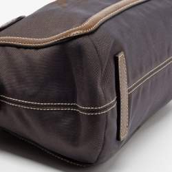 Pre Owned Celine Brown Canvas and Leather Zip Satchel