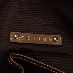 Pre Owned Celine Brown Canvas and Leather Zip Satchel