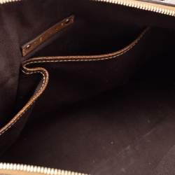 Pre Owned Celine Brown Canvas and Leather Zip Satchel