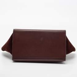 Pre Owned Celine Burgundy Leather and Suede Medium Trapeze Bag