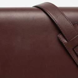 Pre Owned Celine Burgundy Leather and Suede Medium Trapeze Bag