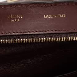 Pre Owned Celine Burgundy Leather and Suede Medium Trapeze Bag