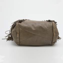 Celine Grey Leather Dimitri Fringe Hobo