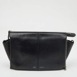 Celine Black Leather Trifold Chain Clutch