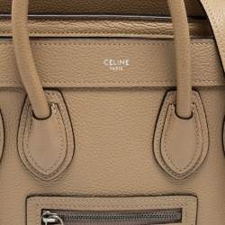 Pre Owned Céline Beige Leather Nano Luggage Tote