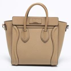 Pre Owned Céline Beige Leather Nano Luggage Tote