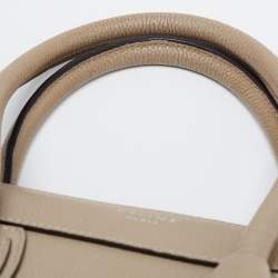 Pre Owned Celine Beige Leather Micro Luggage Tote