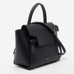 Pre Owned Celine Black Leather Nano Belt Top Handle Bag
