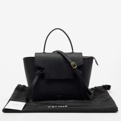 Pre Owned Celine Black Leather Nano Belt Top Handle Bag