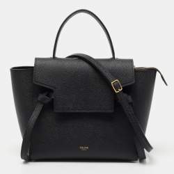 Pre Owned Celine Black Leather Nano Belt Top Handle Bag