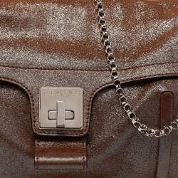 Pre Owned Celine Brown Glitter Chain Flap Shoulder Bag