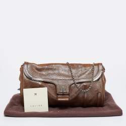 Pre Owned Celine Brown Glitter Chain Flap Shoulder Bag