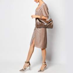 Pre Owned Celine Brown Glitter Chain Flap Shoulder Bag