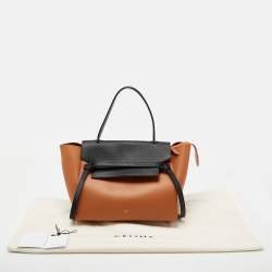 Pre Owned Celine Brown/Black Leather Small Belt Top Handle Bag