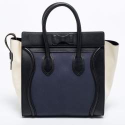 Pre Owned Celine Tri Color Leather Mini Luggage Tote
