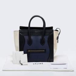 Pre Owned Celine Tri Color Leather Mini Luggage Tote