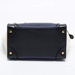 Pre Owned Celine Tri Color Leather Mini Luggage Tote