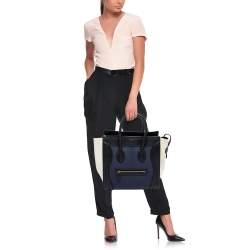 Pre Owned Celine Tri Color Leather Mini Luggage Tote