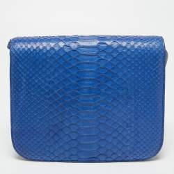 Pre Owned Celine Blue Python Medium Classic Box Shoulder Bag