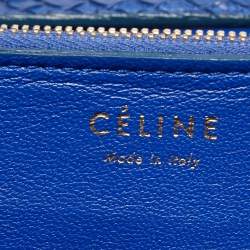 Pre Owned Celine Blue Python Medium Classic Box Shoulder Bag