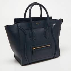 Pre Owned حقيبة يد توتس سيلين ميني لاغيديغ جلد أزرق كحلي