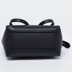 Pre Owned Celine Black Leather Nano Belt Top Handle Bag