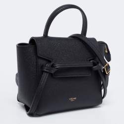 Pre Owned Celine Black Leather Nano Belt Top Handle Bag