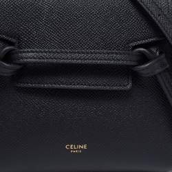 Pre Owned Celine Black Leather Nano Belt Top Handle Bag