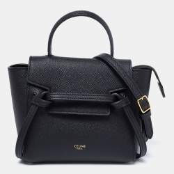 Pre Owned Celine Black Leather Nano Belt Top Handle Bag