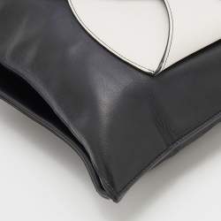 Pre Owned Celine Black/White Leather Front Pocket Medium Shopper Shoulder Bag