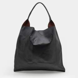 Pre Owned Celine Black/White Leather Front Pocket Medium Shopper Shoulder Bag