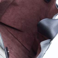 Pre Owned Celine Black/White Leather Front Pocket Medium Shopper Shoulder Bag