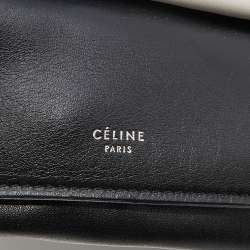 Pre Owned Celine Black/White Leather Front Pocket Medium Shopper Shoulder Bag