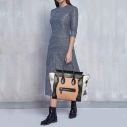 Pre Owned Celine Multicolor Nubuck Leather Mini Luggage Tote