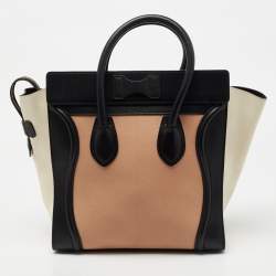 Pre Owned Celine Multicolor Nubuck Leather Mini Luggage Tote