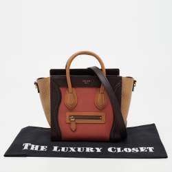 مملوكة مسبقًا Celine Brown/Beige Leather Nano Luggage Tote