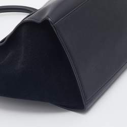 Pre Owned Celine Black Croc Embossed Leather and Suede Medium Trapeze Bag