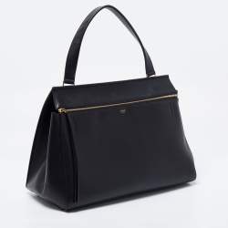 Pre Owned Celine Black Leather Large Edge Top Handle Bag