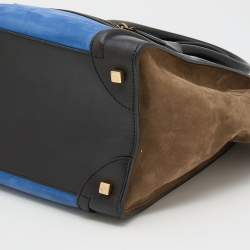 Pre Owned Celine Tricolor Leather and Nubuck Leather Mini Luggage Tote