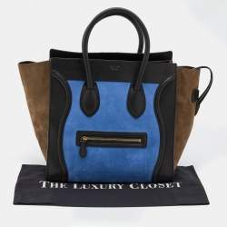 Pre Owned Celine Tricolor Leather and Nubuck Leather Mini Luggage Tote