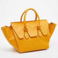 Pre Owned Celine Yellow Leather Small Tie Tote