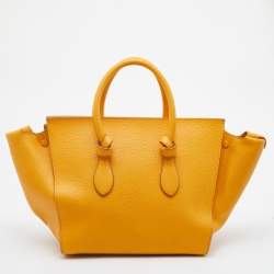 Pre Owned Celine Yellow Leather Small Tie Tote